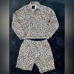 Joyrich Polkadot Dalmatian Animal Print Denim Shorts and Jacket Matching Set